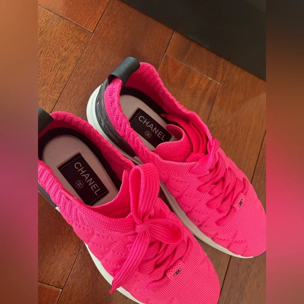 100% authentic Chanel sneakers in bright pink